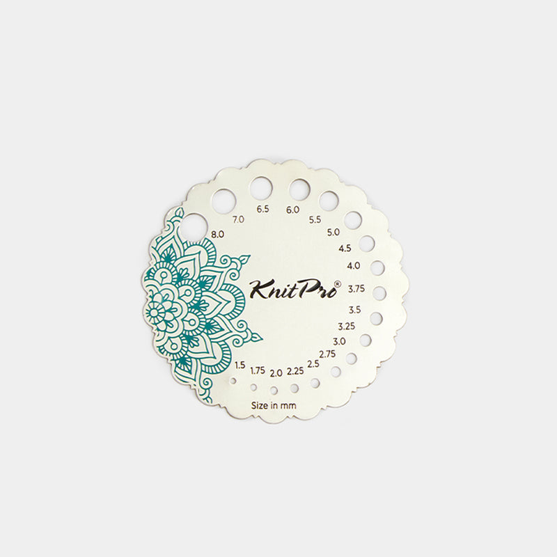 knit pro mindful sterling silver plated needle gauge