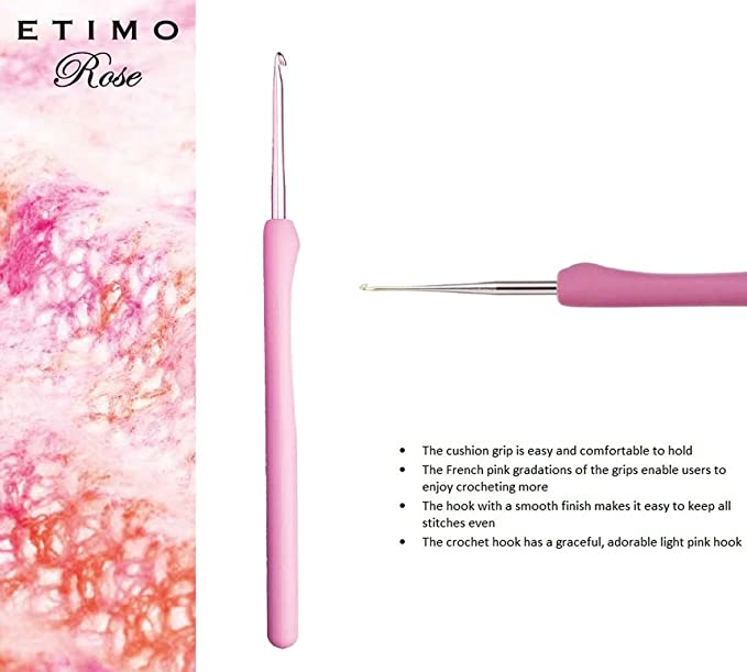tulip Conjunto de agulha de crochê de renda rosa etimo 0.9-3.5 mm