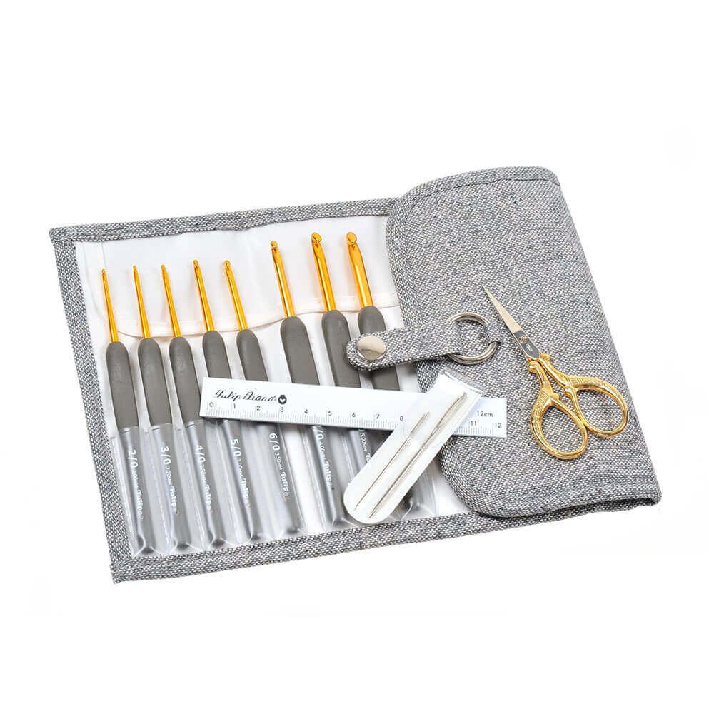 Tulip Etimo Steel Crochet Hook Set (13 Pcs) : Premium Gold 