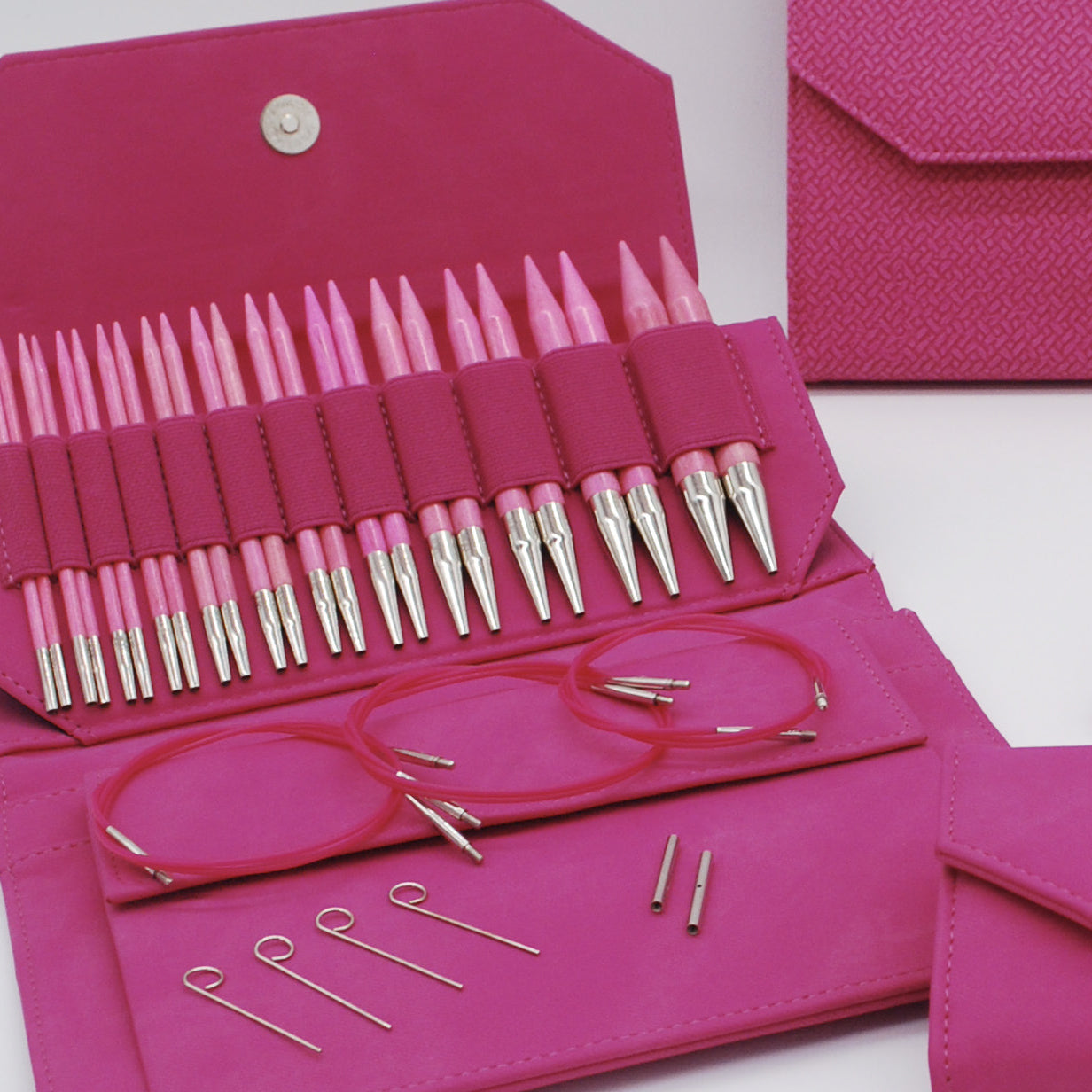  Lykke Blush 5-Inch (13cm) Interchangeable Circular Knitting  Needle Set Birchwood US Sizes 4, 5, 6, 7, 8, 9, 10, 10.5, 11, 13, 15, & 17  Includes Fuchsia Case Bundle with Artsiga Crafts Project Bag